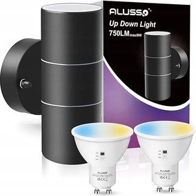 Rozsdamentes Acél Kültéri Fali Lámpa Vízálló Felfelé-Lefelé Fekete