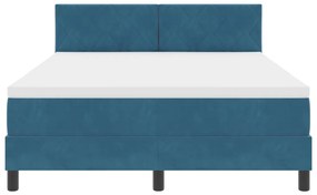 Boxspring Ágy Matrac Kék 140x190 cm Bársony