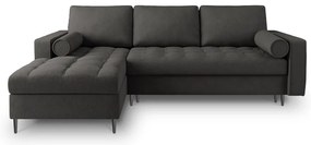 Santo sötétszürke kinyitható sarokkanapé, bal oldali - Milo Casa