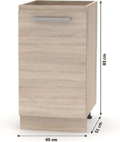 Alsószekrény 45 1DV, tölgy sonoma, NOVA PLUS NOPL-063-0S