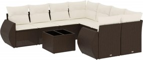 vidaXL 9 részes barna polyrattan kerti ülőgarnitúra párnákkal