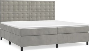 vidaXL világosszürke bársony rugós ágy matraccal 200x200 cm