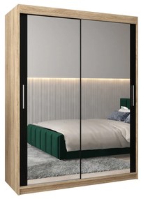 Ruhásszekrény 150 cm Toki 3 (szonoma tölgy + matt fekete). 1065081