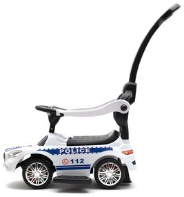 Zenélő bébitaxi vezetőrúddal Baby Mix RENDŐRSÉG fehér
