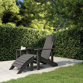 Antracitszürke HDPE kerti adirondack szék lábtartóval