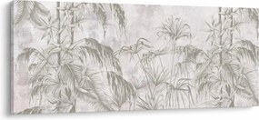 Kép - Trópusi növények a falon szürke színben (120x50 cm)