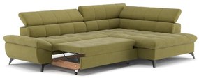 Kinyitható jobb oldali L-alakú MARANO sarokkanapé olívazöld