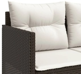 barna polyrattan napozóágy párnával