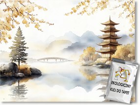 Fotótapéta Flizelina Ázsia Keleti Tájkép Pagoda Tó Híd 416x290 ragasztó