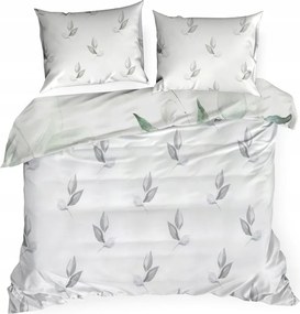 Juliet makoszatin ágyneműhuzat 220x200 Eurofirany fehér botanikus zöld