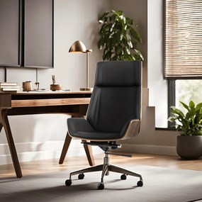 Fekete Eco-bőr Irodai Forgószék WOODY