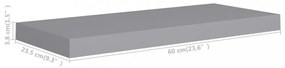 2 db szürke MDF fali polc 60 x 23,5 x 3,8 cm