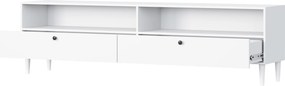 TV állvány polccal és szekrényekkel DULLUM 200x58cm, fehér