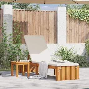 vidaXL Napozó párnával Olaj Természetes 200 x 55 x 94 cm Tömör akácfa