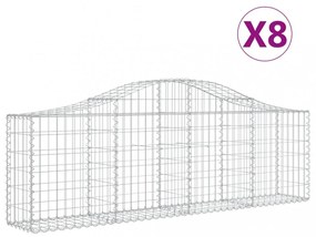 8 db íves horganyzott vas gabion kosár 200x30x60/80 cm