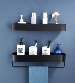 2x Zuhanypolc 40cm fekete fém ragasztóval