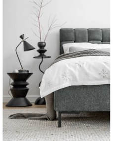 Szürkészöld kárpitozott franciaágy ágyráccsal 160x200 cm Eve – Miuform