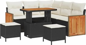 vidaXL Kerti Kanapé Szett párnával 8 pcs Fekete és Krém