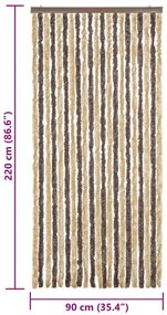 sötétbarna és bézs zsenília rovarfüggöny 90 x 220 cm