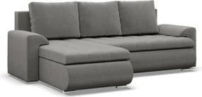 Tokio sarokkanapé, 2 ágyneműtartóval, bársony, baloldali, világosszürke