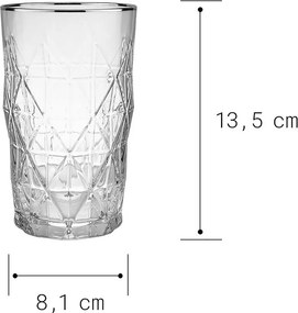 UPSCALE long drink pohár ezüst szegéllyel 460ml