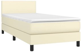 krémszínű műbőr rugós ágy matraccal és LED-del 100x200 cm