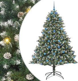 vidaXL Mű karácsonyfa 300 LED-del Zöld 210 cm PVC és Műanyag és Acél