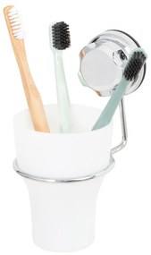 Ezüstszínű öntapadós fém fogkefetartó pohár Bestlock Bath – Compactor