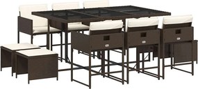 vidaXL 11 részes barna polyrattan kerti ülőgarnitúra párnákkal