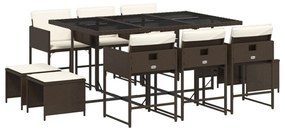 vidaXL 11 részes barna polyrattan kerti ülőgarnitúra párnákkal
