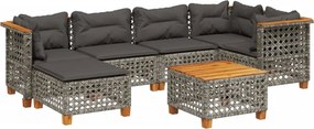 vidaXL 7 részes szürke polyrattan kerti ülőgarnitúra párnákkal