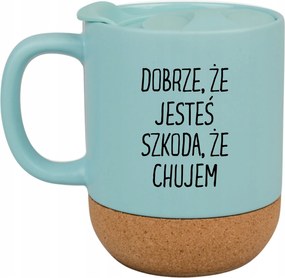 Kék Bögre Fedéllel És Parafa Aljjal Ajándéknak Is Jó, Hogy