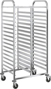 vidaXL rozsdamentes acélból tálcás kocsi 32 GN tárolóval 75x55x162,5cm
