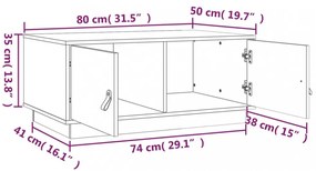 fekete tömör fenyőfa dohányzóasztal 80 x 50 x 35 cm