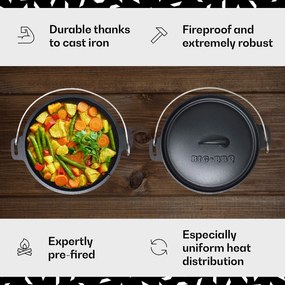 Klarstein Galloway, öntöttvas edény, 7.6 barbecue edény, öntöttvas, hőkezelt, L/7,2 l méret