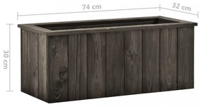 sötétszürke tömör fenyőfa magaságyás 74 x 32 x 30 cm