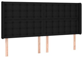 fekete szövet LED-es fejtámla 163x16x118/128 cm