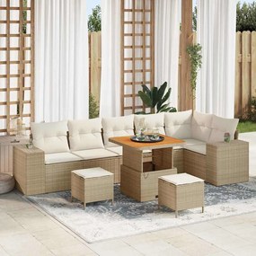 Kerti Kanapé Szett párnával 9 pcs Beige és krém 80 x 80 x 71 cm