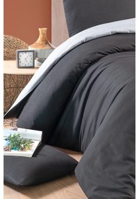 Fekete-szürke egyszemélyes-hosszabbított pamut ágyneműhuzat lepedővel 160x220 cm – Mila Home