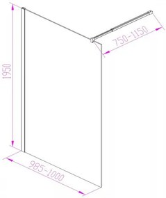 Walker 100x195 cm Walk in zuhanyfal