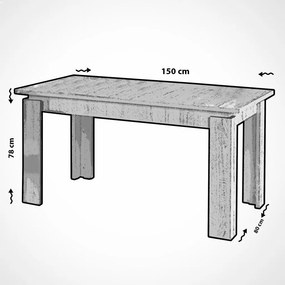 Huqqa étkezőasztal, sötét tölgy, 78 cm