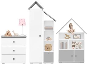 Szekrény PABIS 87x83 cm fehér/szürke