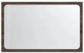 barna tölgy szerelt fa LED-es fürdőszobatükör 60 x 8,5 x 38 cm