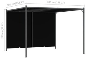 vidaXL antracitszürke kerti pavilon behúzható tetővel 3 x 3 m