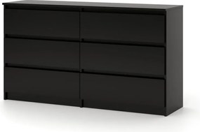 SIMPLE komód 120 cm 6 fiók fekete