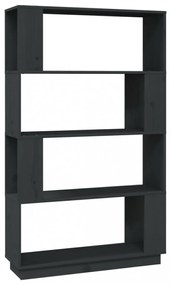 szürke tömör fenyőfa könyvszekrény/térelválasztó 80x25x132 cm
