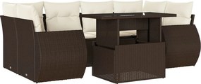 vidaXL 7 részes barna polyrattan kerti ülőgarnitúra párnákkal