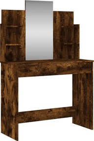 vidaXL füstös tölgy színű fésülködőasztal tükörrel 96x39x142 cm