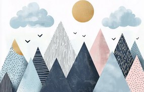 Fotótapéta Flizelina Gyerekek Tájkép Hegyek Felhők Nap 208x146 ragasztó