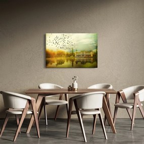 A festett táj képe lakóhelyel (90x60 cm)